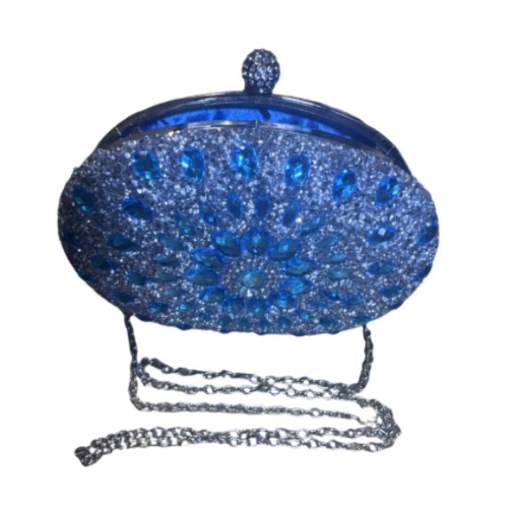 Sparkling Blue and Silver rhinestone embellished Clutch - Picture 5 of 9